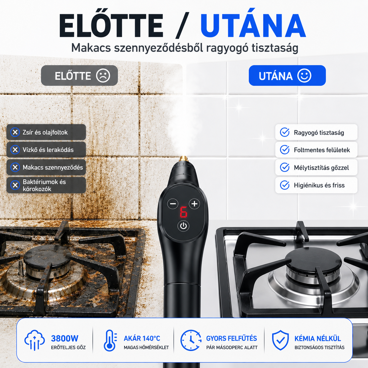 LuminaVapor Pro™ | Nagy Teljesítményű Gőztisztító